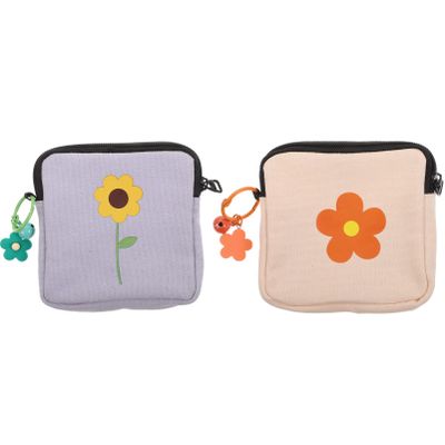 COHEALI 2pcs Napkin Storage Bags Portable Menstrual Pads Holders Cute Canvas Pouches for Period Supplies Travel-friendly Feminine Bags