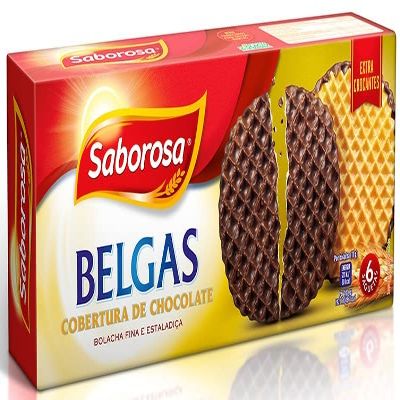 Saborosa - Belgian Butter Waffle Cookie Crisps - Belgas Chocolate - 3 x 6.98oz/ 198gr
