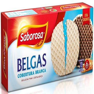 Saborosa - Belgian Butter Waffle Cookie Crisps - Belgas White Chocolate - 3 x 6.98oz/ 198gr