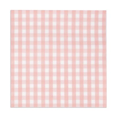 Gift Boutique 100 Pink and White Gingham Luncheon Napkins Disposable Paper Checkered Plaid Lunch Napkin for Summer Picnic Camping Baby Shower Party