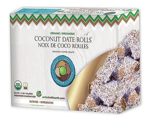 11lb United With Earth Organic Coconut Date Rolls - 11lb | Non-GMO, Gluten-Free, Vegan, Paleo, Certified Organic