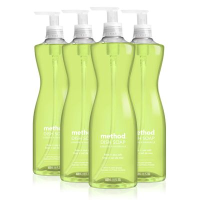 Method Gel Dish Soap, Lime + Sea Salt, Tough on Grease, 18 Fl Oz (Pack of 4)
