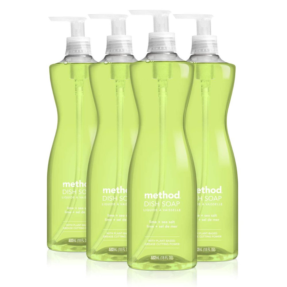Method Gel Dish Soap, Lime + Sea Salt, Tough on Grease, 18 Fl Oz (Pack of 4)