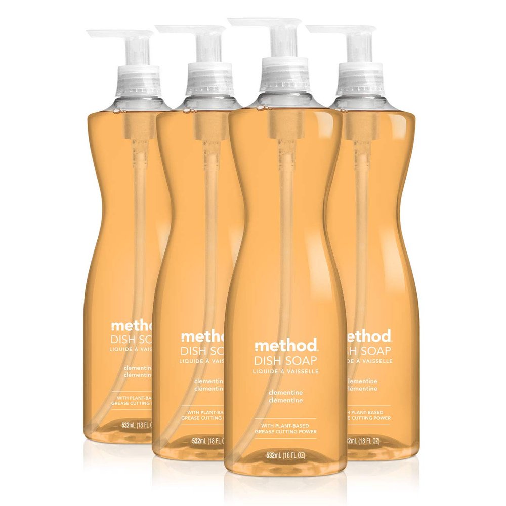Method Gel Dish Soap , Clementine, Tough on Grease, 18 Fl Oz (Pack of 4)