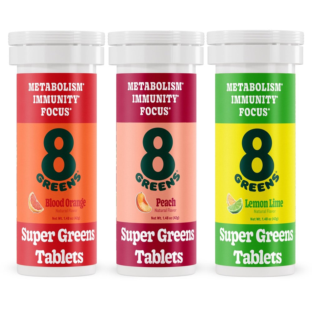 8Greens Supergreens Tablets | Super Greens Powder Superfood Tablet, Metabolism Immunity & Focus, Daily Greens Effervescent Tablets, Organic: Aloe Vera, Spirulina, Chlorella, Variety, 30 Servings
