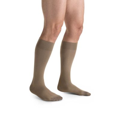 JOBST forMen Casual Compression Socks, 30-40 mmHg, Knee High, Closed Toe, Khaki, Large Full Calf
