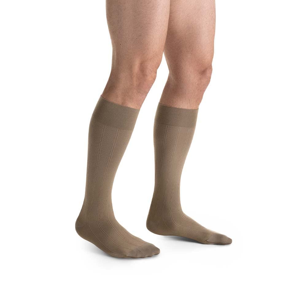 JOBST forMen Casual Compression Socks, 30-40 mmHg, Knee High, Closed Toe, Khaki, Large Full Calf
