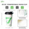 20 oz Compostable Paper Cups with Black Dome Lids - Biodegradable Disposable White Paper Coffee Cups PLA Lined - Eco-friendly Hot and Cold Drinking Cups (1000) view 3