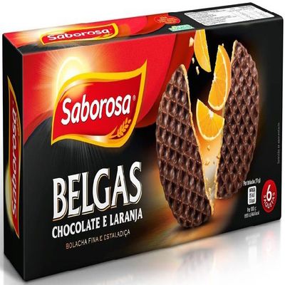Saborosa - Belgian Butter Waffle Cookie Crisps - Belgas Orange Chocolate - 3 x 7.23oz/ 205gr