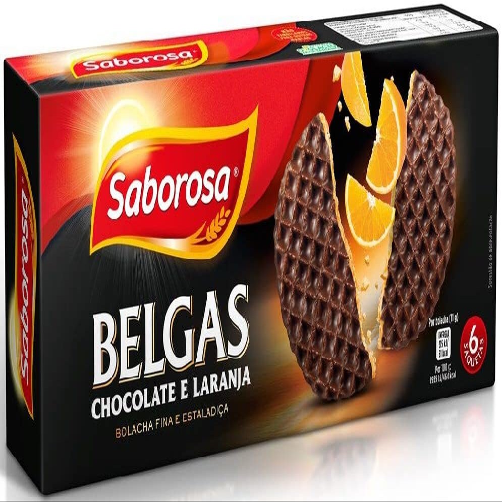 Saborosa - Belgian Butter Waffle Cookie Crisps - Belgas Orange Chocolate - 3 x 7.23oz/ 205gr
