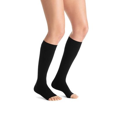 JOBST Opaque Compression Stockings, 20-30 mmHg, Knee High, Open Toe, Classic Black, Small