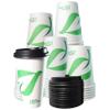 20 oz Compostable Paper Cups with Black Dome Lids - Biodegradable Disposable White Paper Coffee Cups PLA Lined - Eco-friendly Hot and Cold Drinking Cups (300) view 1