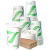 20 oz Compostable Paper Cups with White Flat Lids and Sleeves - Biodegradable Disposable White Paper Coffee Cups PLA Lined - Eco-friendly Hot and Cold Drinking Cups (100) view 1
