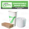 20 oz Compostable Paper Cups with White Flat Lids and Sleeves - Biodegradable Disposable White Paper Coffee Cups PLA Lined - Eco-friendly Hot and Cold Drinking Cups (100) view 4