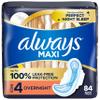 Always Maxi Overnight Pads with Wings for Women, Size 4, Overnight Absorbency, Unscented, 84 Count (3 Packs of 28) view 1