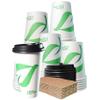 20 oz Compostable Paper Cups with Black Dome Lids and Sleeves - Biodegradable Disposable White Paper Coffee Cups PLA Lined - Eco-friendly Hot and Cold Drinking Cups (50) view 1