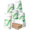 20 oz Compostable Paper Cups with White Dome Lids and Sleeves - Biodegradable Disposable White Paper Coffee Cups PLA Lined - Eco-friendly Hot and Cold Drinking Cups (500) view 1