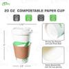 20 oz Compostable Paper Cups with White Dome Lids and Sleeves - Biodegradable Disposable White Paper Coffee Cups PLA Lined - Eco-friendly Hot and Cold Drinking Cups (500) view 3