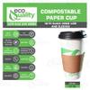 20 oz Compostable Paper Cups with Black Dome Lids and Sleeves - Biodegradable Disposable White Paper Coffee Cups PLA Lined - Eco-friendly Hot and Cold Drinking Cups (250) view 2