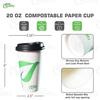 20 oz Compostable Paper Cups with Black Dome Lids and Wooden Stirrers - Biodegradable Disposable White Paper Coffee Cups PLA Lined - Eco-friendly Hot and Cold Drinking Cups (400) view 3