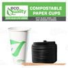 20 oz Compostable Paper Cups with Black Dome Lids and Wooden Stirrers - Biodegradable Disposable White Paper Coffee Cups PLA Lined - Eco-friendly Hot and Cold Drinking Cups (400) view 4