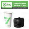 20 oz Compostable Paper Cups with Black Dome Lids - Biodegradable Disposable White Paper Coffee Cups PLA Lined - Eco-friendly Hot and Cold Drinking Cups (250) view 4
