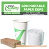 20 oz Compostable Paper Cups with White Flat Lids, Sleeves and Wooden Stirrers - Biodegradable Disposable White Paper Coffee Cups PLA Lined - Eco-friendly Hot and Cold Drinking Cups (400) view 4
