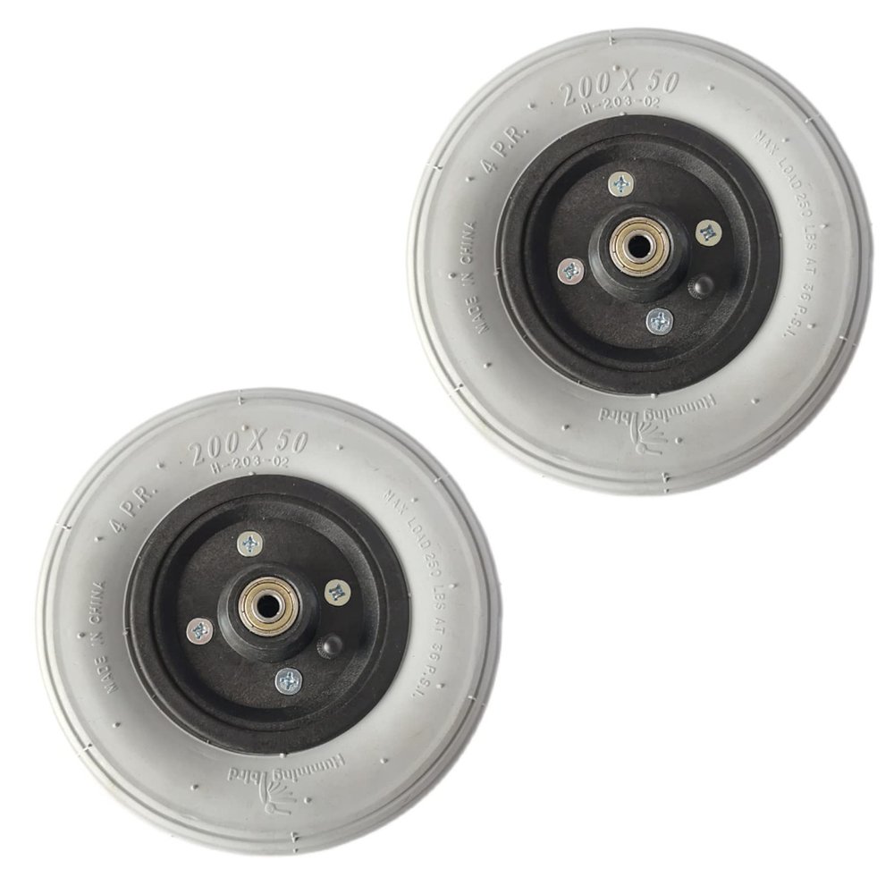 200x50, 8inch Wheelchair Replacement Wheels Casters, Electric Wheelchair Front Wheels Accessories, Non-Slip Pneumatic Tire, Nylon Hub, Bearing: 8mm1 Pair