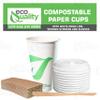 20 oz Compostable Paper Cups with White Dome Lids, Sleeves and Wooden Stirrers - Biodegradable Disposable White Paper Coffee Cups PLA Lined - Eco-friendly Hot and Cold Drinking Cups (250) view 4
