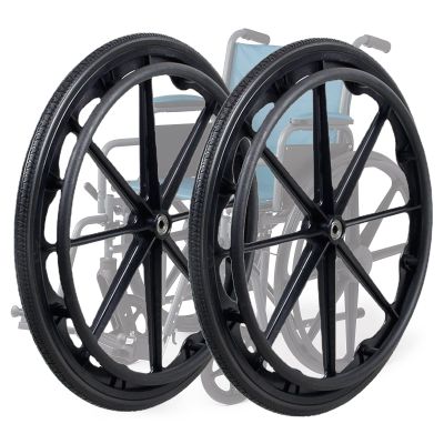 20inch Wheelchair Rear Wheel Replacement Wheels, 20x1 3/8, Manual Wheelchair Parts, Non-Pneumatic Tire, Nylon Hub, Black, Bearing: 12mm, 1 Pair