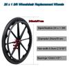 20inch Wheelchair Rear Wheel Replacement Wheels, 20x1 3/8, Manual Wheelchair Parts, Non-Pneumatic Tire, Nylon Hub, Black, Bearing: 12mm, 1 Pair view 2