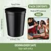 Yungyan 50 Pack 16oz Stadium Cups Reusable Plastic Cups Blank Drink Tumblers for Parties, Events, DIY Projects, 4.5 x 3.54 x 2.72 Inch (Black) view 2