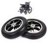 10inch Electric Wheelchair Front Wheels Casters, Wheelchair Replacement Wheels Accessories, PU Solid Tire, Aluminium Alloy Hub, Black, Bearing: 12mm view 1