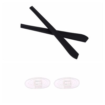 Caulo Replacement Temple Ear Socks and Nose Pads Compatible with Oakley Wingspan OX5040 OX5052 Glass Sunglass Frames (Black w Clear Nose Pads - 1 Set)