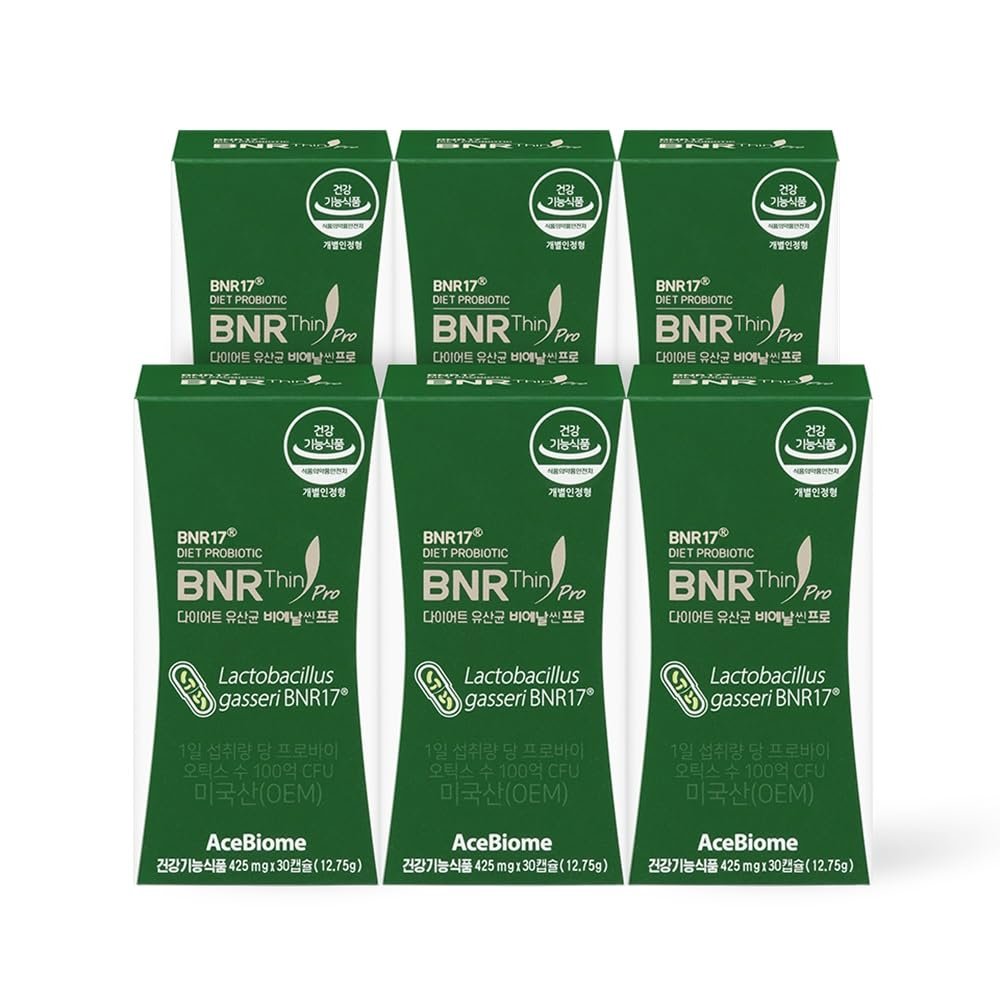 BNRThin Pro Probiotic, Lactobacillus Gasseri BNR17, 10 Billion CFU Guaranteed, Digestive Health, 30Capsules x 6packs