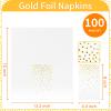 DYLIVeS 100 Pack White and Gold Foil Mini Polka Dots Confetti Guest Towel Napkins, Disposable Xmas Hand Towels Dinner Paper Napkins for Picnic, Wedding, Birthday, Christmas Party Supply, 3-Ply view 2