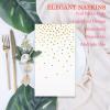 DYLIVeS 100 Pack White and Gold Foil Mini Polka Dots Confetti Guest Towel Napkins, Disposable Xmas Hand Towels Dinner Paper Napkins for Picnic, Wedding, Birthday, Christmas Party Supply, 3-Ply view 3