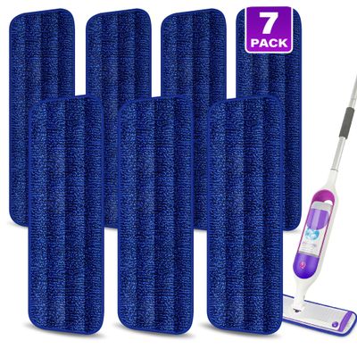 7 Count Reusable Microfiber Mop Pads for Swiffer PowerMop- MEXERRIS PowerMop Refills Hard Wood Floor Mop Pads Machine Washable, Wet Dry Dust Mop Pads Replacement for 13''-15'' Spray Wet Mops
