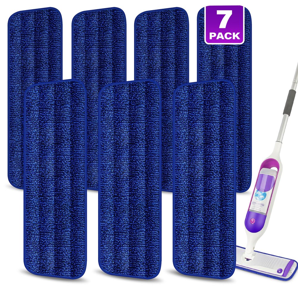 7 Count Reusable Microfiber Mop Pads for Swiffer PowerMop- MEXERRIS PowerMop Refills Hard Wood Floor Mop Pads Machine Washable, Wet Dry Dust Mop Pads Replacement for 13''-15'' Spray Wet Mops