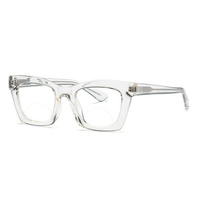 willochra Bifocal Reading Glasses Women men square Blue Light Blocking Computer Spring Hinge Readers Retro Frames Anti UV Ray (white, 1.5, multiplier_x)