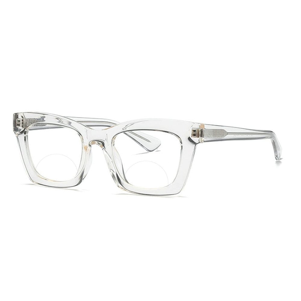 willochra Bifocal Reading Glasses Women men square Blue Light Blocking Computer Spring Hinge Readers Retro Frames Anti UV Ray (white, 1.5, multiplier_x)