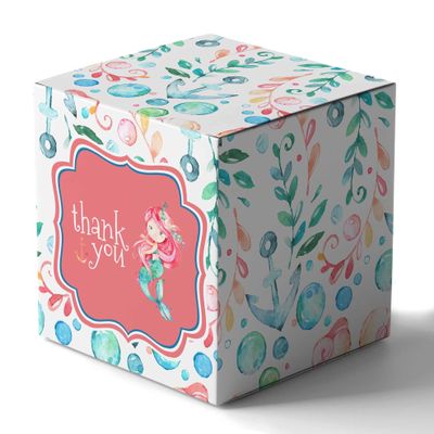 Inkdotpot Paper Box - Mini Favor Box For Baby Shower 4x4x4 Inches Paper Gift Boxes, Candy Paper Box For Party Favors, Baby Shower Mermaid,Girl Theme- Pack Of 20