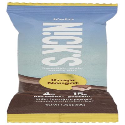 Nicks Krispi Nougat Snack Bar, No Added Sugar, Vegan, 1.76 Ounce (Pack of 12)