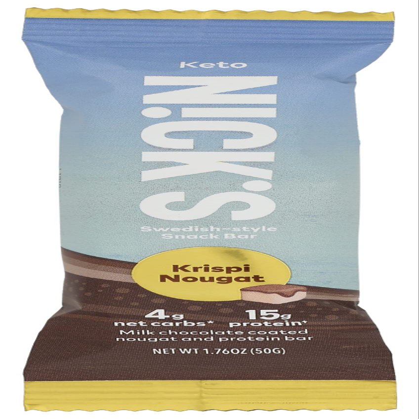 Nicks Krispi Nougat Snack Bar, No Added Sugar, Vegan, 1.76 Ounce (Pack of 12)