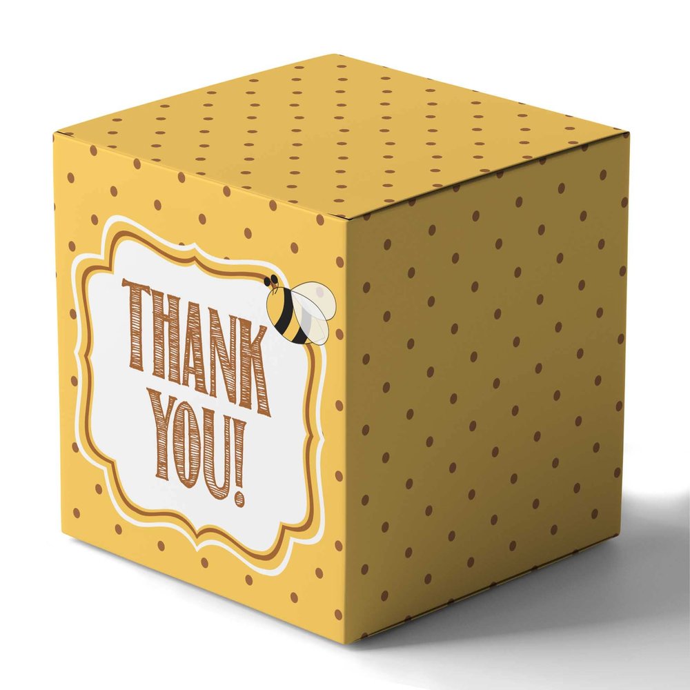 Inkdotpot Paper Box - Mini Favor Box For Baby Shower 4x4x4 Inches Paper Gift Boxes, Candy Paper Box For Party Favors, Baby Shower Honey Bee,Boy/Girl Theme- Pack Of 20