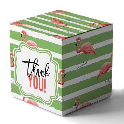 Inkdotpot Paper Box - Mini Favor Box For Baby Shower 4x4x4 Inches Paper Gift Boxes, Candy Paper Box For Party Favors, Baby Shower Tropical Leave & Flamingo,Girl Theme- Pack Of 20