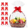 JOYIT 10PCS Extra Large Cellophane Wrap for Gift Baskets, 35x55 Inch Clear Cellophane Bags with 10 Red Bows, 3 Mil Thicker Cellophane Gift Bags for Gift Basket Wrap, Gift Giving view 1