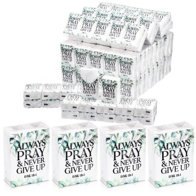 200 Packs Bible Verse Pocket Tissues Christian Small Facial Tissues Bulk Always Pray and Never Give up 3 Ply Mini Travel Size Church Religious Gift for Funerals Sunday Wedding Graduation Favors