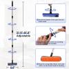 2 in 1 Floor Scrub Brush Grout Brush with 57.8" Long Handle,120Rotatable Shower Tile Grout Scrubber,V-Shaped Corner Brush for Hard to Reach Areas (Blue) view 3