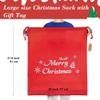 HRX Package Large Cotton Christmas Bag, 32x28 inch Fabric Drawstring Santa Sack, Reusable Cloth Wrapping Bag with Gift Tag for Xmas Presents view 2